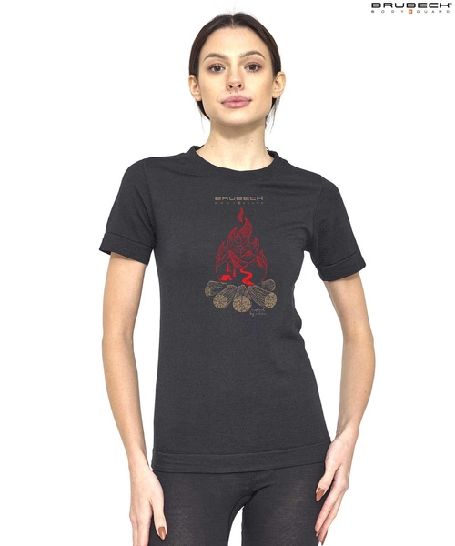 DAMSKI T-SHIRT Z WEŁNY MERINO OUTDOOR WOOL PRO OGNISKO